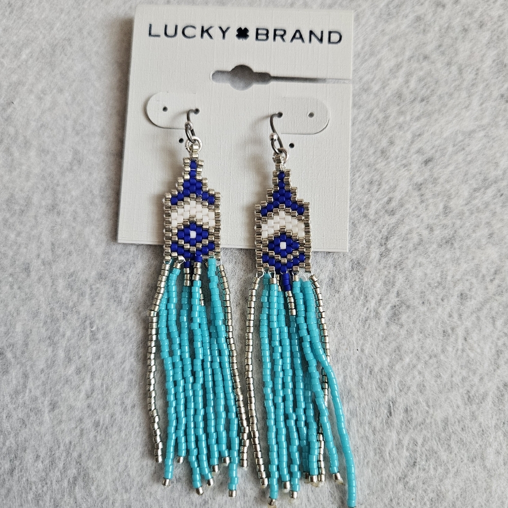 Lucky Brand Blue and Silver Beaded Earrings - Picture 5 of 8